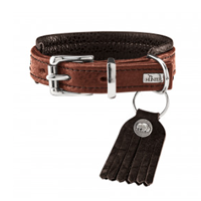Cody COMFORT Leather Collar - Cognac / Dark Brown - 40 to fit 30.5cm - 35.5cm (2.8cm) 